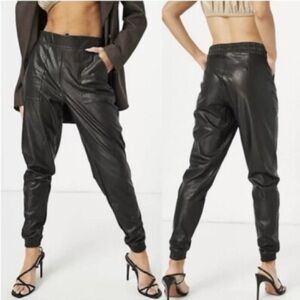 SPANX Black Faux Leather Joggers sz Large